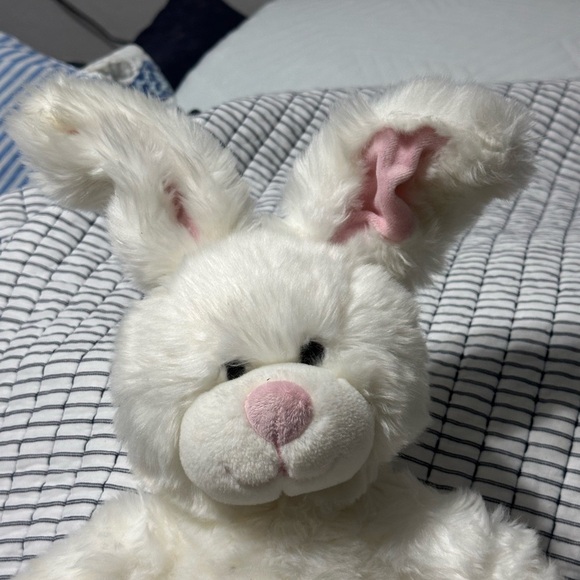 Build-A-Bear White Fluffy Bunny Plush Pink Ears Paws Retired Spring Easter - Picture 2 of 3